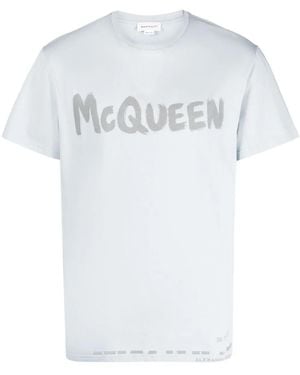 McQueen T-Shirt En Coton À Logo Imprimé - White