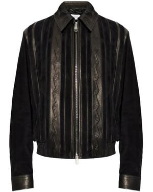 Versace Greca-Embossed Panelled Jacket - Black
