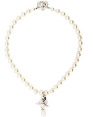 Vivienne Westwood Orb Choker Mit Kunstperlen - Weiß