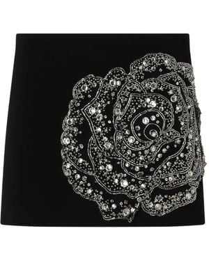 Pinko Rose-Embellished Mini Skirt - Black