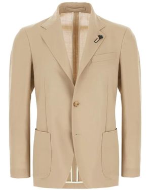 Lardini Flower-Pin Single-Breasted Jacket - Natural