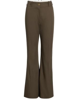 Patou Gabardine Flared Trousers - Brown