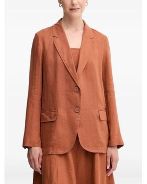 Benetton Buttoned Pocket Linen Blazer - Orange