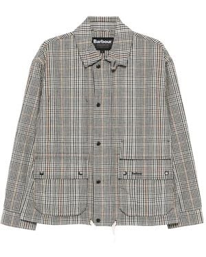 Barbour Plaid-Pattern Drawstring-Hem Coat - Grey