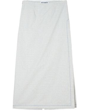 Sunnei Check-Paneled Skirt - White