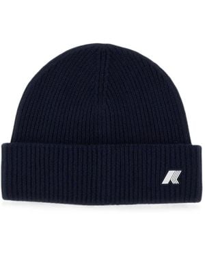 K-Way Brice Ribbed-Knit Logo-Patch Beanie Hat - Blue