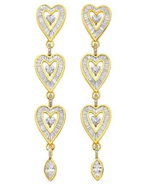 Buddha Mama Long Diamond Heart Drop Earrings - Metallic