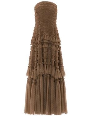 Needle & Thread Valentine Ruffle Strapless Maxi Dress - Natural