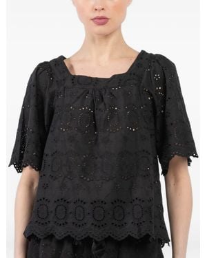 Natalie Martin Eyelet-Embroidered Blouse - Black