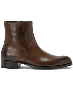 Tom Ford Leather Ankle Boots - Brown