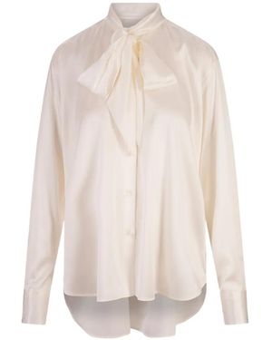 Ermanno Scervino Neck Bow Satin Shirt - White