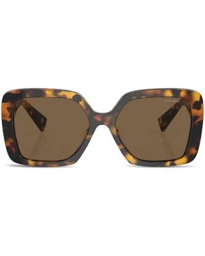 Miu Miu Tortoiseshell-Effect Oversize-Frame Sunglasses - Brown