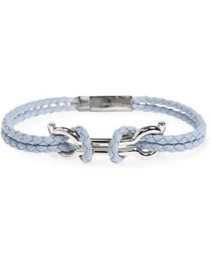 Ferragamo Gancini Braided Leather Bracelet - Bianco