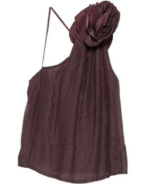 Mes Demoiselles Flower-Embellished One-Shoulder Top - Purple