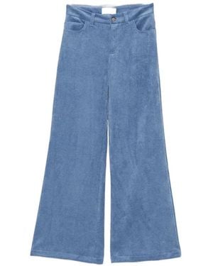 ERMANNO FIRENZE Corduroy-Effect Wide-Leg Trousers - Blue