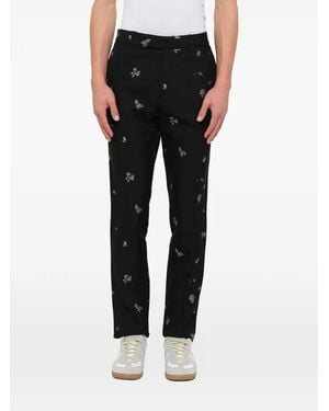McQueen Jacquard Slim Fit Trousers - Black