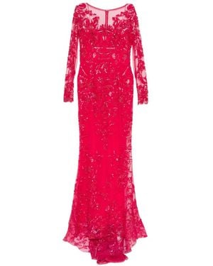 Zuhair Murad Lace-Embellished Fishtail Gown - Pink