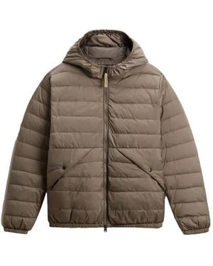 Woolrich Quilted Hooded Jacket - Brown