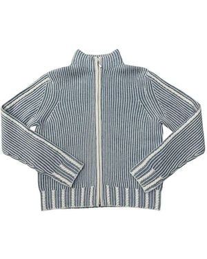 Kinross Cashmere Rib Zipped Cardigan - Grey