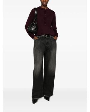 ViCOLO Button-Placket Sweater - Black