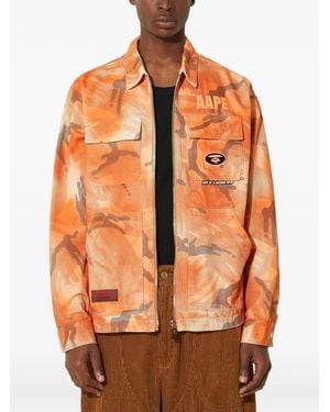 Aape By A Bathing Ape Camo Zip-Up Overshirt - Orange
