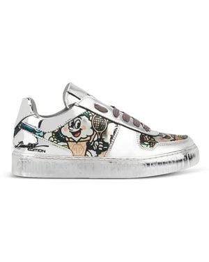 Philipp Plein Mirror Leather Trainers 3D Ice Cream - White