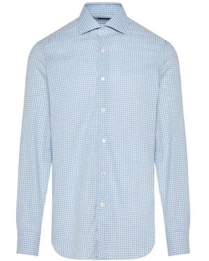 Barba Napoli Gingham-Check Long-Sleeve Shirt - Blue