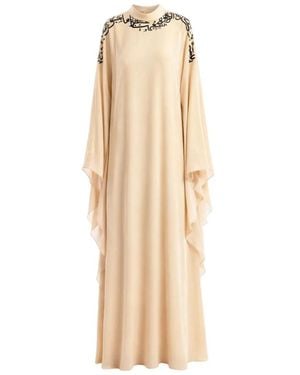 Gemy Maalouf Embroidered-Sleeve Kaftan - Natural