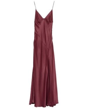 Alberta Ferretti Side-Slit V-Neck Maxi Dress - Purple
