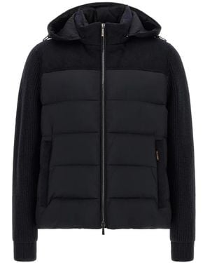 Moorer Allori Quilted Panel-Sleeved Down Jacket - Black