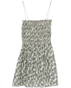 Matteau Shirred Printed Mini Dress - Grey