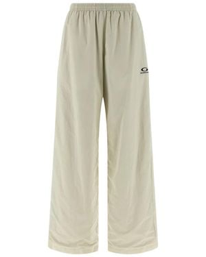 Balenciaga Wrinkled-Effect Logo-Embroidery Pants - Natural