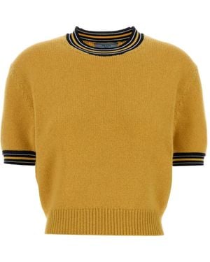 Prada Pull À Bords Rayés - Jaune