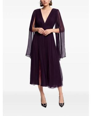 Framboise Enrica V-Neck Silk Midi Dress - Purple