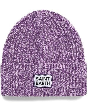 MC2 Saint Barth Logo-Label Beanie Hat - Purple