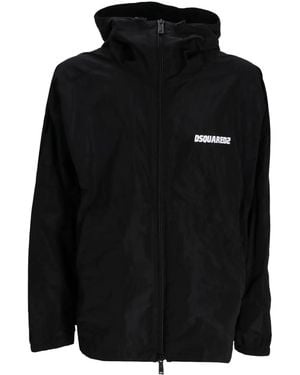DSquared² Zip-Up Hooded Jacket - Black