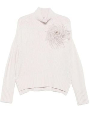 Agnona Jersey con detalle de plumas - Blanco