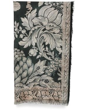 Pierre Louis Mascia Écharpe Frangée À Fleurs - Grey