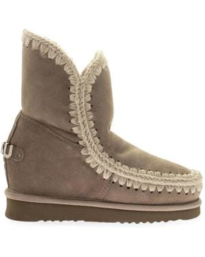 Mou Crochet-Trim Ankle Boots - Brown