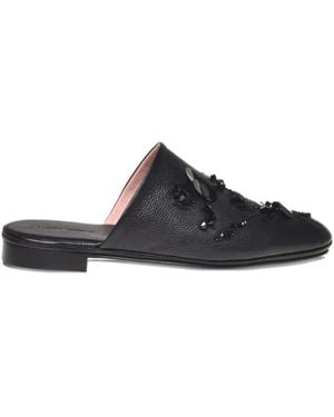 Alberta Ferretti Mules Plates À Sequins - Noir
