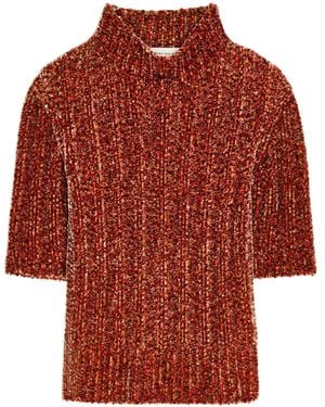 Dries Van Noten Short-Sleeved Ribbed Sweater - Red