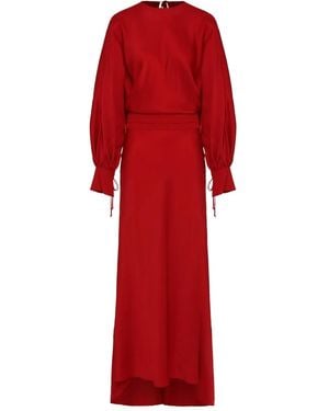 LES FILLES D'EVA クルーネック マキシドレス - レッド