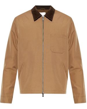 Samsøe & Samsøe Corduroy-Collar Zip-Front Jacket - Natural