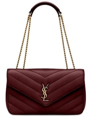 Saint Laurent Loulou Medium Schoudertas - Paars
