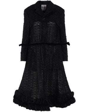 Noir Kei Ninomiya Ruffled Frayed Coat - Black
