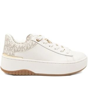 Michael Kors Dottie Leather And Signature Logo Trainers - White