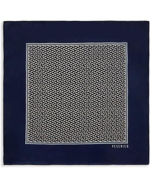 Peserico Geometric-Pattern Scarf - Blue