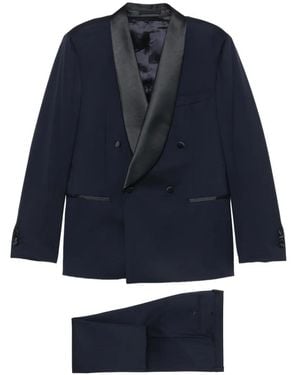 Luigi Bianchi Double-Breasted Satin-Trim Suit - Blue