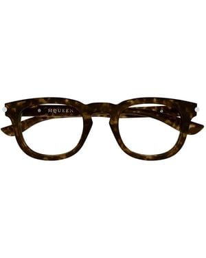 McQueen Tortoiseshell Square-Frame Glasses - Brown
