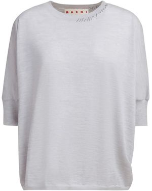 Marni デコラティブステッチ ニットトップ - ホワイト